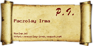 Paczolay Irma névjegykártya